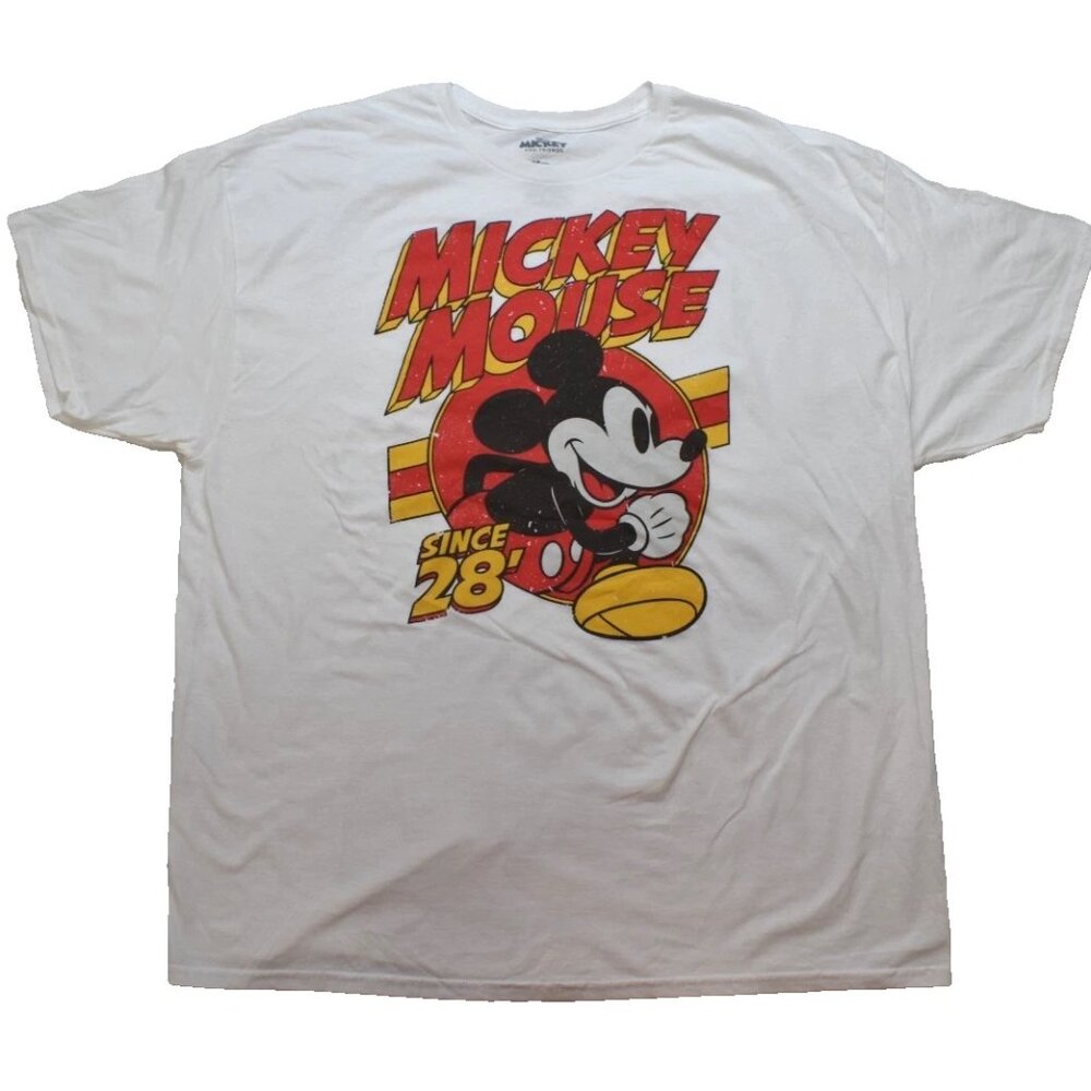 Disney Mickey And Friends Mens Mickey Mouse Since 28' Retro Print Shirt New
